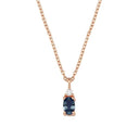 14kt PETIT vedhæng med oval safir og 0,025ct. W-si inkl. 14kt. kæde