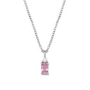 14kt PETIT vedhæng med oval pink safir og 0,025ct. W-si inkl. 14kt. kæde