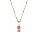 14kt PETIT vedhæng med oval pink safir og 0,025ct. W-si inkl. 14kt. kæde