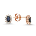 14kt. Roset ørestikker med safir + 2x0,12ct.W-si