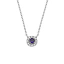 14kt. SOFIA vedhæng med safir + 0,06ct. W-vs med kæde