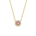 14kt. SOFIA vedhæng med pink safir + 0,06ct. W-vs med kæde