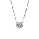 14kt. SOFIA vedhæng med pink safir + 0,06ct. W-vs med kæde