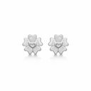 Sølv ørestikker rhodineret mat/blank flower of hearts med syntetisk cubic zirconia.