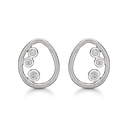 Sølv ørestikker rhodineret mat oval med 3 syntetiske cubic zirconia.