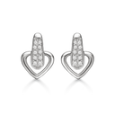 Sølv ørestikker rhodineret hjerte med syntetiske cubic zirconia.