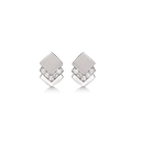 Sølv ørestikker rhodineret 3 firkanter en med syntetisk cubic zirconia, en mat og en blank