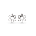 Sølv ørestikker rhodineret 6 skæve cirkler en med syntetisk cubic zirconia.