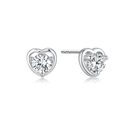 Sølv ørestikker rhodineret hjerte med en syntetisk  cubic zirconia.