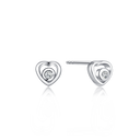 Sølv ørestikker rhodineret hjerte med syntetisk cubic zirconia.