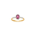 14kt. guldring roset  m/rubin og dia 0.104ct W/SI