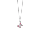 Sølv Collier M/Emalje Pink Sommerfugl
