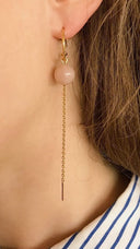 Creol with peach moonstone and chain - Sølv