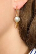 Creol with grey moonstone and feather - Sølv