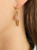Creol with peach moonstone and feather - Sølv