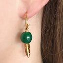 Creol with green agate and feather - Sølv