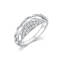 Sølv ring rhodineret dråbe med hulmønster og syntetisk cubic zirconia.