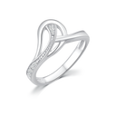 Sølv ring rhodineret dråbe med bue med syntetisk cubic zirconia.
