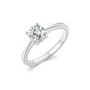 Sølv ring rhodineret rund syntetisk cubic zirconia i 4 grabber.  Mål 6 mm.