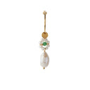 Stine A Heavenly Flower Pearl Hoop w. Green Stone 1298-02-S
