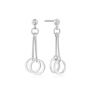 Sølv ørehænger rhodineret stang med cirkel og syntetisk cubic zirconia.