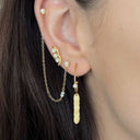 Twin Flow Earring with Stones, Chain & Pearls - Single