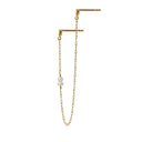 Twin Flow Earring with Stones, Chain & Pearls - Single