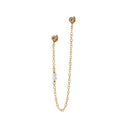 Twin Flow Earring with Stones, Chain & Pearls - Single