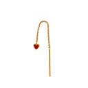 Dangling Love Heart Burgundy Enamel Earring - Single