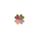Love Heart Clover Enamel Earring - Pink Fuschia - Single