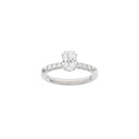 LUXURY Modern oval 14kt. hvidguldsring m. Lab. G. dia. 1,2ct TW/VS2