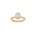 LUXURY Halo oval 14kt. guldsring m. Lab. G. dia. 1,12ct TW/VS2