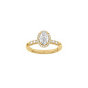 LUXURY Halo oval 14kt. guldsring m. Lab. G. dia. 1,32ct TW/VS2