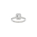 LUXURY Halo firkant 14kt. hvidguldsring m. Lab. G. dia. 1,32ct TW/VS2