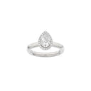 LUXURY Halo dråbe 14kt. hvidguldsringe m. Lab. G. dia. 1,12ct TW/VS2