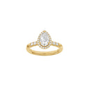 LUXURY Halo dråbe 14kt. guldsring m. Lab. G. dia. 1,32ct TW/VS2