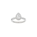 LUXURY Halo dråbe 14kt. hvidguldsring m. Lab. G. dia. 1,32ct TW/VS2