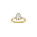 LUXURY Halo dråbe 14kt. guldsring m. Lab. G. dia. 1,52ct TW/VS2
