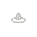 LUXURY Halo dråbe 14kt. hvidguldsring m. Lab. G. dia. 1,52ct TW/VS2