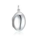 Sølv vedhæng rhodineret medaljon glat oval.