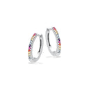 SoHo Clip-creoler 15 mm rainbow cubic zir sølv rh