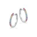 SoHo clip-creoler 17 mm rainbow cubic zir sølv rh