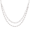 Sølv collier rhodineret 2 i 1 - en af kugler og en af ovale led Længde 40+5 cm