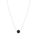 Sølv collier rhodineret med sort zirconia i ring Længde 40+5 cm