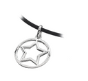 Sølv collier åben stjerne i ring