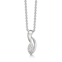 Sølv vedhæng rhodineret øje med syntetiske cubic zirconia og tråde i mat og blank. Kæden er længde 42-45 cm.