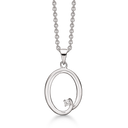 Sølv halskæde rhodineret oval ring med zirconia Kæden er rhodineret sølv i længde 42-45 cm