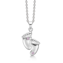 Sølv halskæde fødder med pink zirconia Kæden er længde 42-45 cm