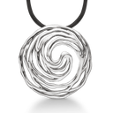 Sølv vedhæng spiral med let oxydering Kæden er af læder i længde 42 cm