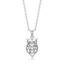 Sølv collier ugle let oxyderet